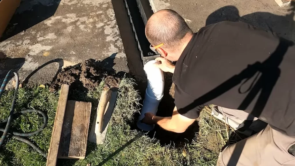 Excavating The Trench For The Drain